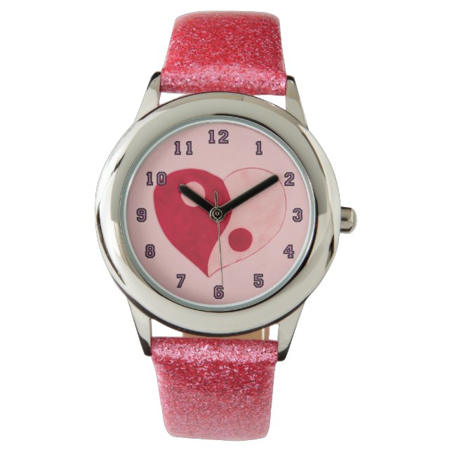 Reloj De Pulsera Yin Yang Heart (Rojo/Rosa) (Anverso)