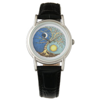 Reloj De Pulsera yin-Yang Moon and Sun