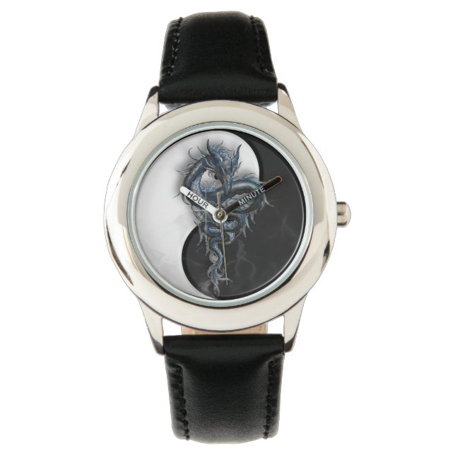 Reloj De Pulsera Yin Yang Niños Dragones Chinos Vigilancia Regulabl (Anverso)