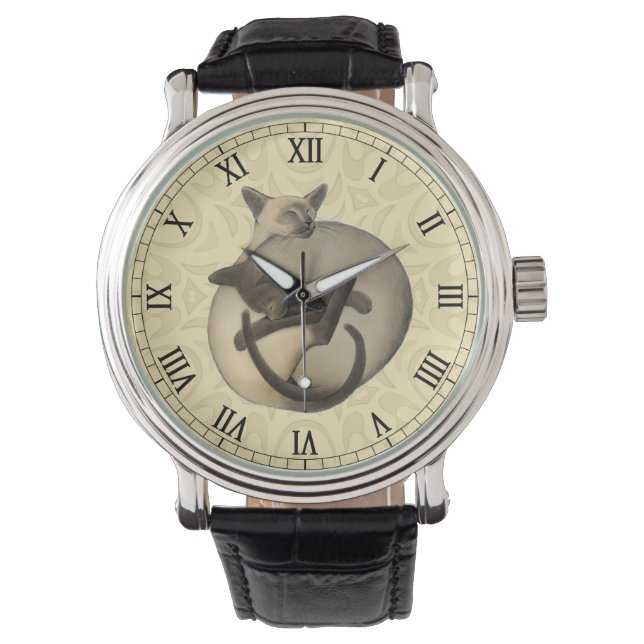 Reloj De Pulsera Yin Yang Siamese Cats Watch (Anverso)