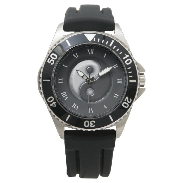 Reloj De Pulsera ying yang con números romanos (Anverso)