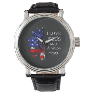 Reloj De Pulsera Yo amo a Jesús y a Estados Unidos también