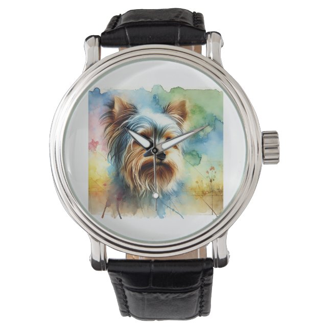 Reloj De Pulsera Yorkshire Terrier 080724AREF106 - Watercolor (Anverso)