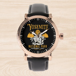 Reloj De Pulsera Yosemite Forest Landscape with Vintage Wolf