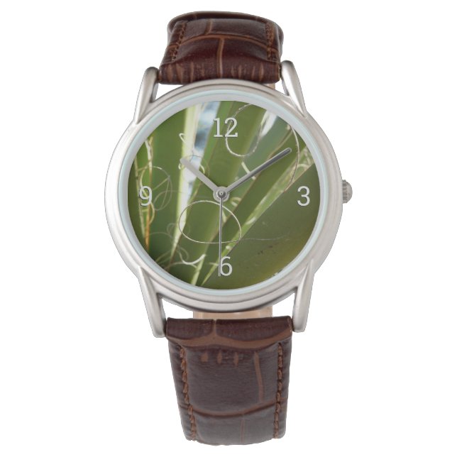 Reloj De Pulsera Yucca deja fotografía verde de la naturaleza (Anverso)
