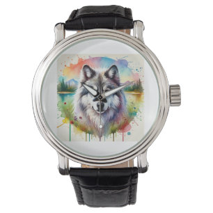 Reloj De Pulsera Yukon Wolf 250624AREF104 - Watercolor