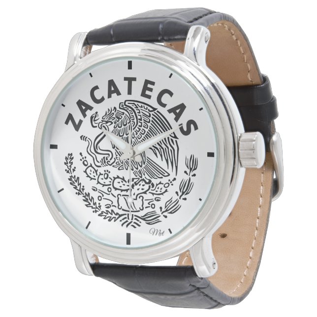 Reloj De Pulsera Zacatecas de cuero negro ventilado para hombres de (Angular)