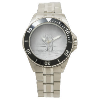 Reloj De Pulsera Zapatos de ballet blanco y negro en punta