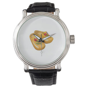 Reloj De Pulsera Zapatos de madera holandeses con tulipanes, Klompe