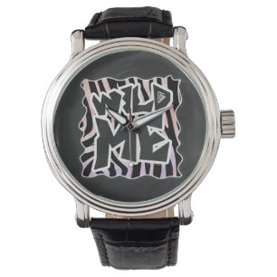 Reloj De Pulsera Zebra negra y rosa salvaje de mí