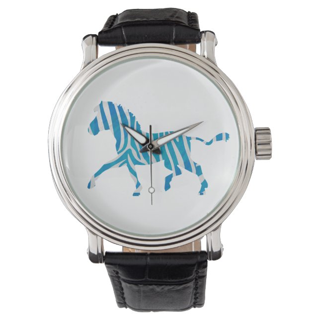 Reloj De Pulsera Zebra Silhouette azul y blanco (Anverso)