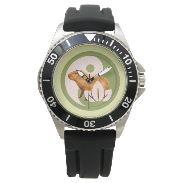 Reloj De Pulsera Zen Capybara Yin Yang (Anverso)