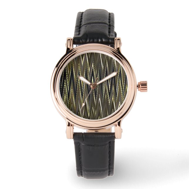 Reloj De Pulsera Zig Zag Wave Olive Design Watch (Anverso)