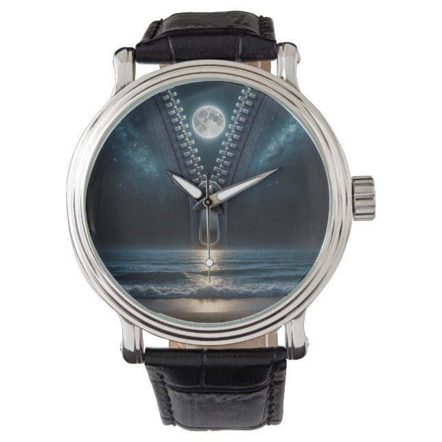 Reloj De Pulsera Zipper Descomprimiendo La Luz De La Luna (Anverso)