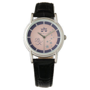 Reloj De Pulsera Zodiac Libra Elegant Rosé Azul oscuro Monogramado