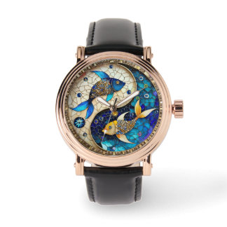 Reloj De Pulsera Zodiac - Pisces Fish Yin y Yang