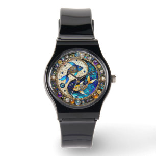 Reloj De Pulsera Zodiac - Pisces Fish Yin y Yang