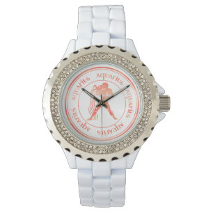 Reloj De Pulsera Zodiac : Sello de Relieve metalizado dorado Rosa A