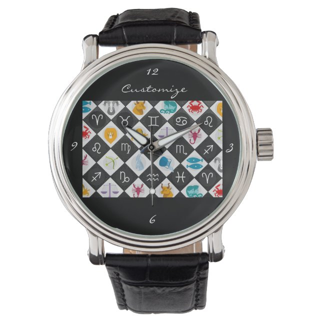 Reloj De Pulsera Zodiac Sun Rótulo Astrología Calendario Thunder_Co (Anverso)