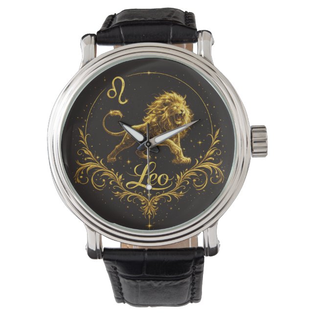 Reloj De Pulsera Zodíaco Leo dorado  (Anverso)
