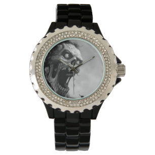 Reloj De Pulsera zombi de griterío blanco y negro