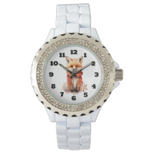Reloj De Pulsera Zorro Adorable Cachorro con una Bufanda Roja