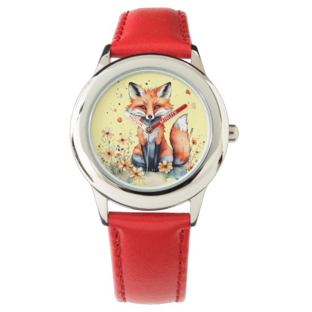 Reloj De Pulsera Zorro floral lindo (Anverso)