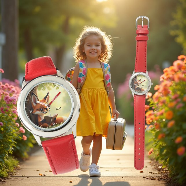 Reloj De Pulsera Zorro lindo leyendo un libro, personalizado para n (Subido por el creador)