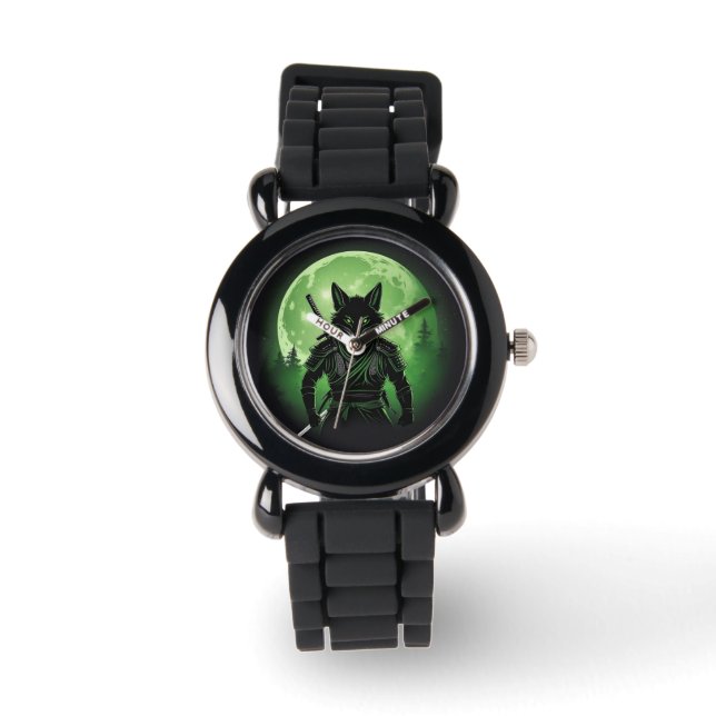 Reloj De Pulsera Zorro negro de silueta (Anverso)
