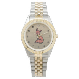 Reloj De Pulsera Zorro Rojo Hermoso Números Negros