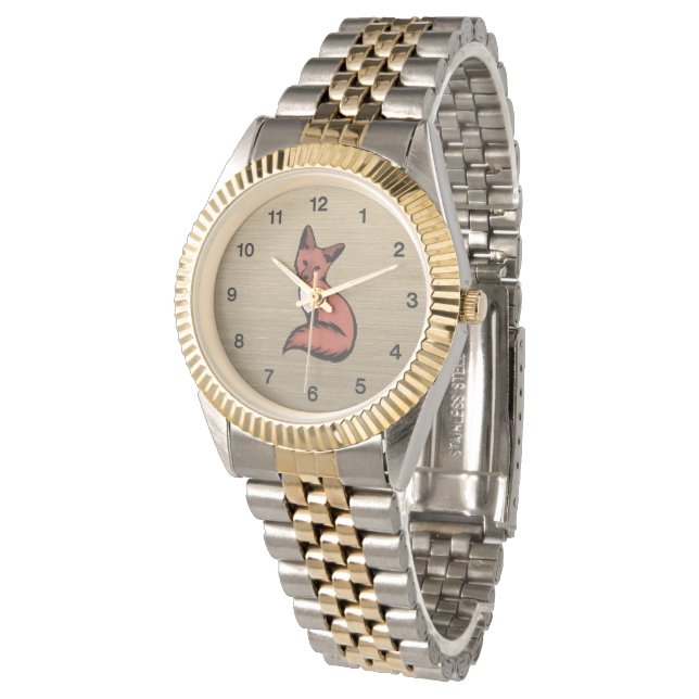 Reloj De Pulsera Zorro Rojo Hermoso Números Negros (Angular)