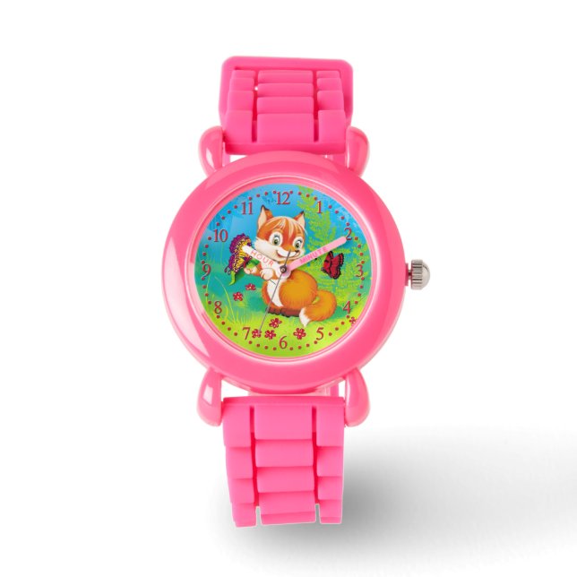 Reloj De Pulsera zorro y mariposa (Anverso)