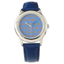 Reloj de puntos de Polka (Denim Blue & Naranja)