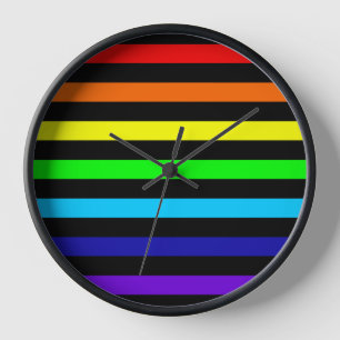 Reloj de rayas arco iris