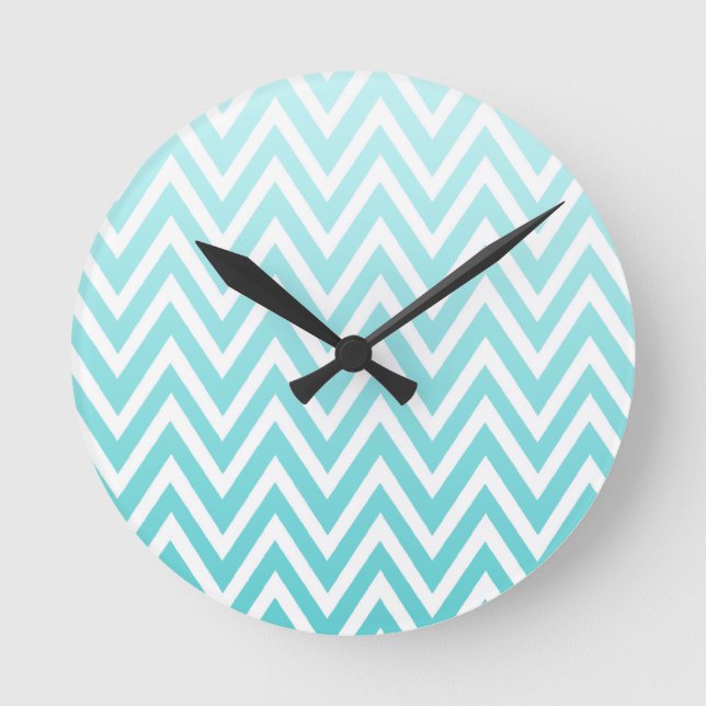 Reloj de rayas azul oscuro chevron zigzag (Anverso)