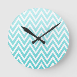 Reloj de rayas azul oscuro chevron zigzag