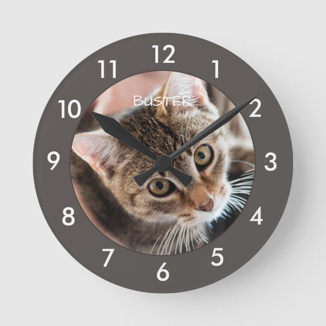Reloj de redondeo personalizado de gato kitty (Anverso)