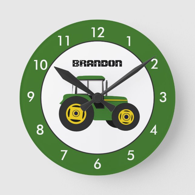 Reloj de redondeo personalizado del tractor verde (Anverso)