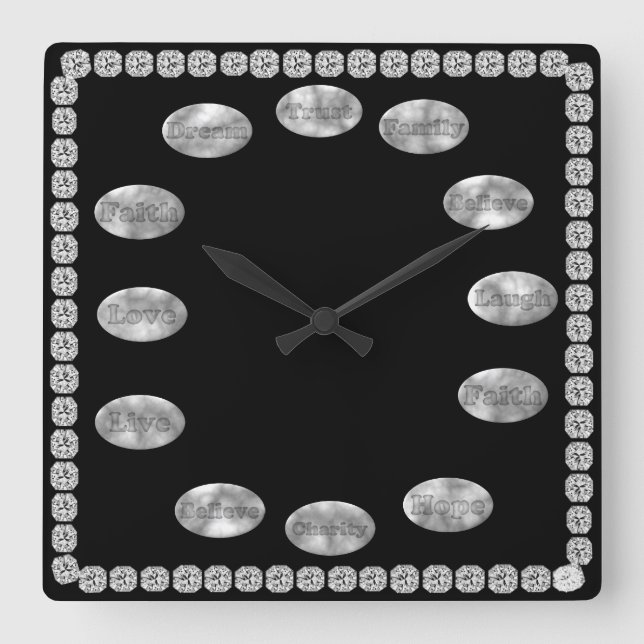Reloj de regalo con palabras Inspiradoras negro y  (Anverso)