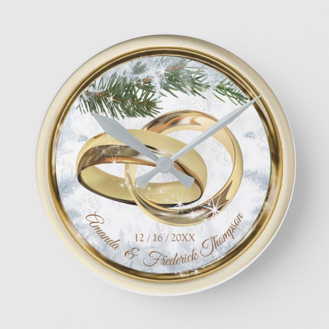 Reloj de regalo de Boda de Navidades blancos (Anverso)