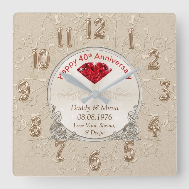 RELOJ de regalo de cuarenta años de Boda personali (Anverso)