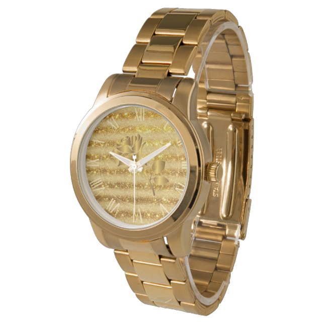 Reloj de Regalo Floral Purpurina Gold de lujo (Angular)