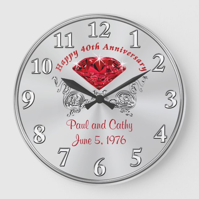 Reloj de regalo personalizado del cuadragésimo ani (Anverso)