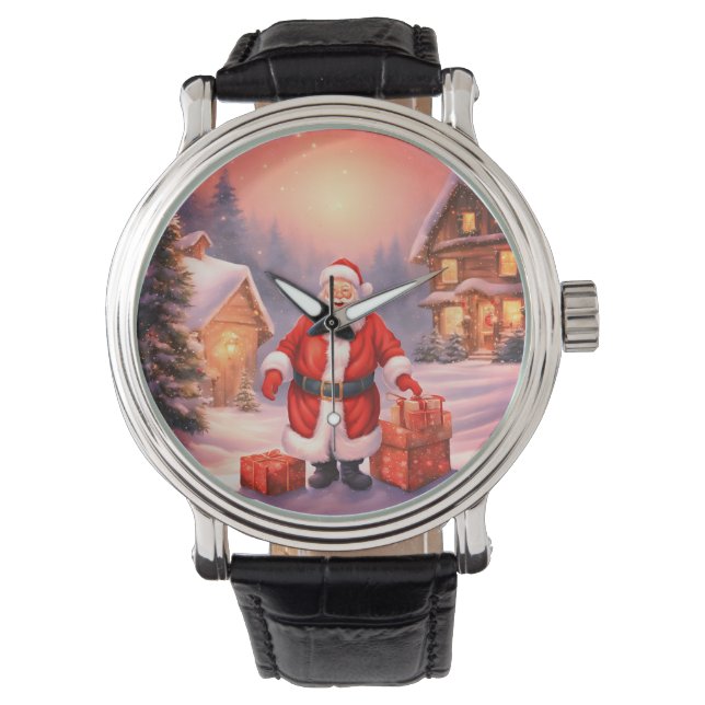 Reloj de regalos de cosecha de Navidades masculino (Anverso)
