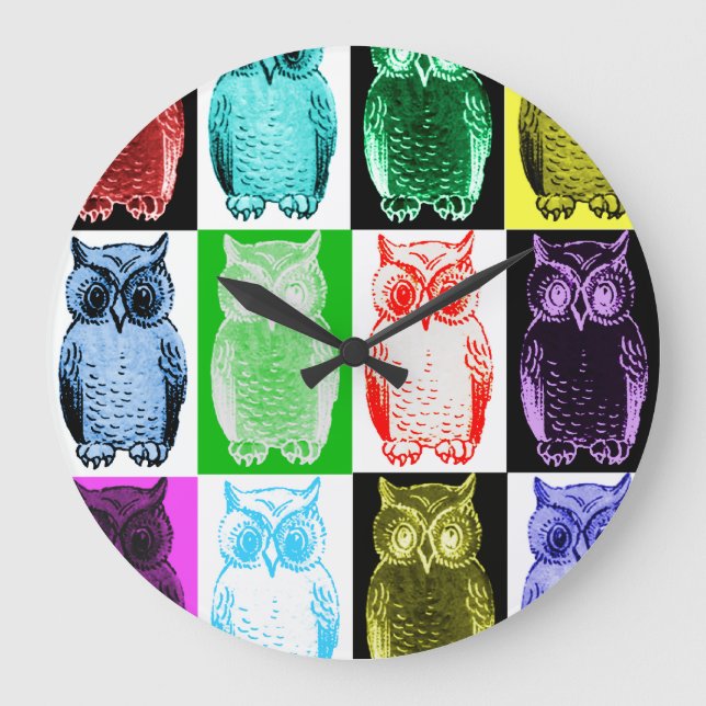 Reloj de rejilla de color de búho (Anverso)
