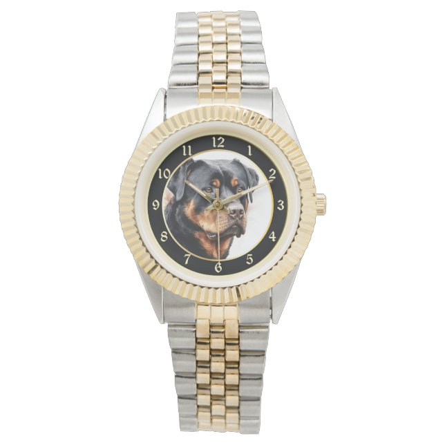 Reloj de retrato de perro de Rottweiler (Anverso)