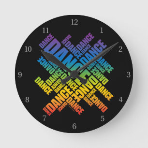 Reloj de ronda de baile tipográfico