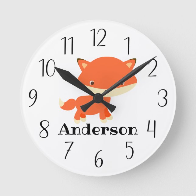 Reloj de ronda de Fox para bebés personalizado (Anverso)