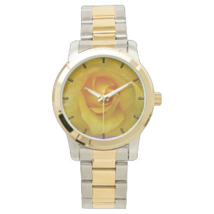 Reloj de rosa amarillo Reloj romántico de muñeca R