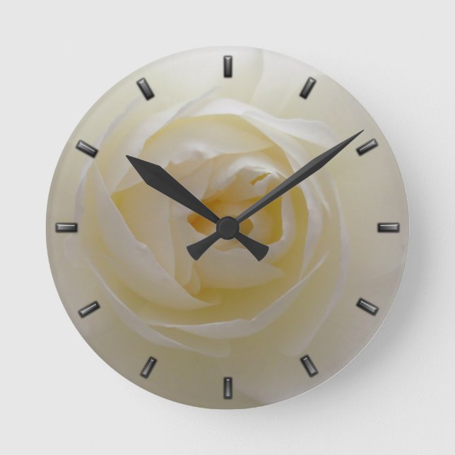 Reloj de rosa flor de rosa blanca reloj de pared d (Anverso)